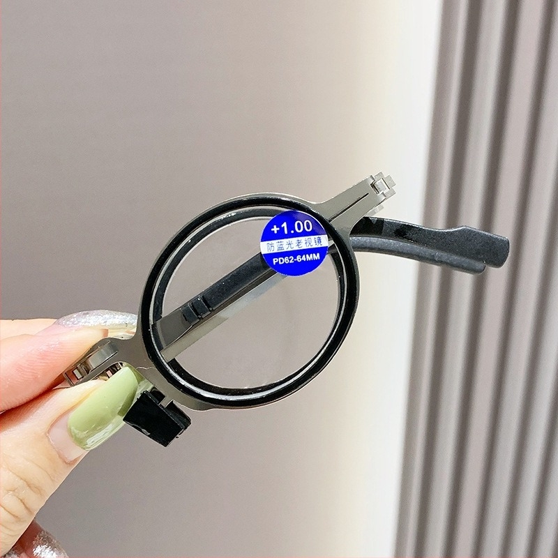 Összecsukható fém keretes olvasó szemüveg, ultra vékony, kékfény-védelem, UV-védelem, PC lencsék