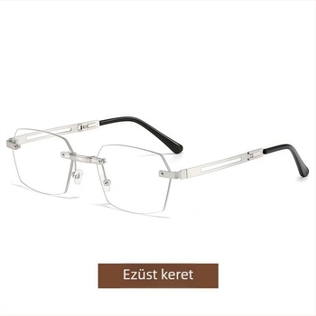 Összecsukható olvasó szemüveg, titániumötvözet keret, keret nélküli dizájn, PC lencsék kékfény- és sugárzás elleni védelemmel, kompakt és könnyű, hosszú arc formához tervezve
