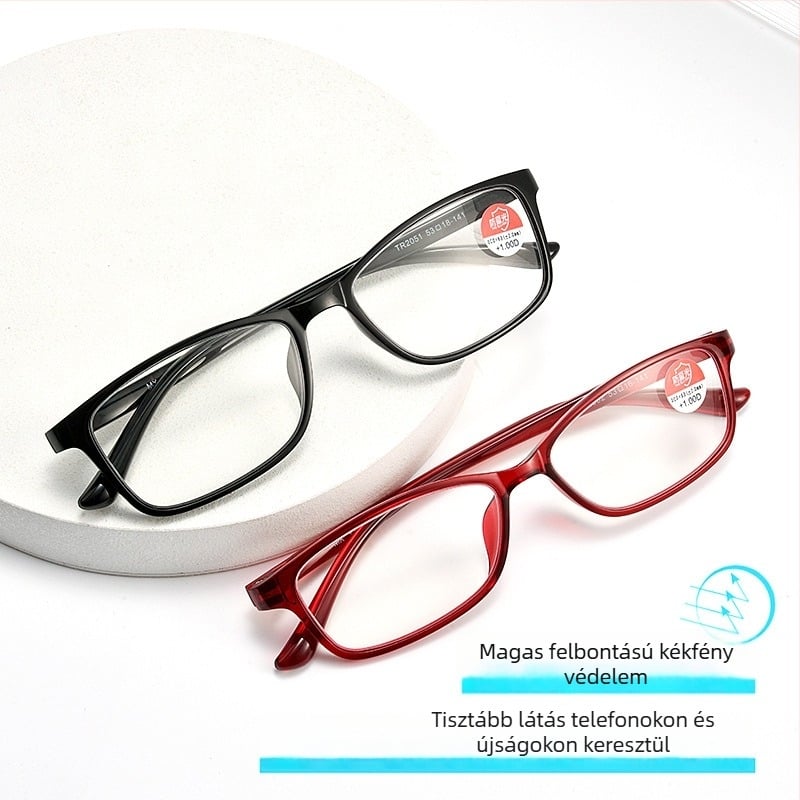 Baishifen preszbiópikus olvasó szemüveg, ultrakönnyű TR90 keret, anti-kékfényes lencsék, akril lencsék, teljes keret