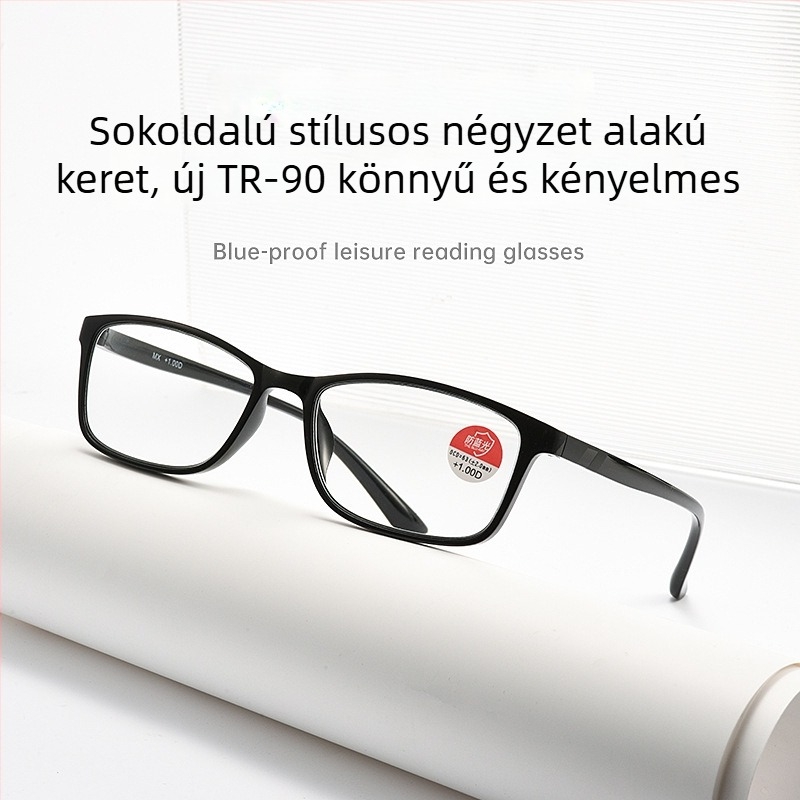 Baishifen preszbiópikus olvasó szemüveg, ultrakönnyű TR90 keret, anti-kékfényes lencsék, akril lencsék, teljes keret