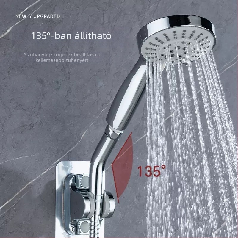 135°-os könyökcsuklós zuhanyfej, kézi permetezővel, acél, menetes csatlakozás