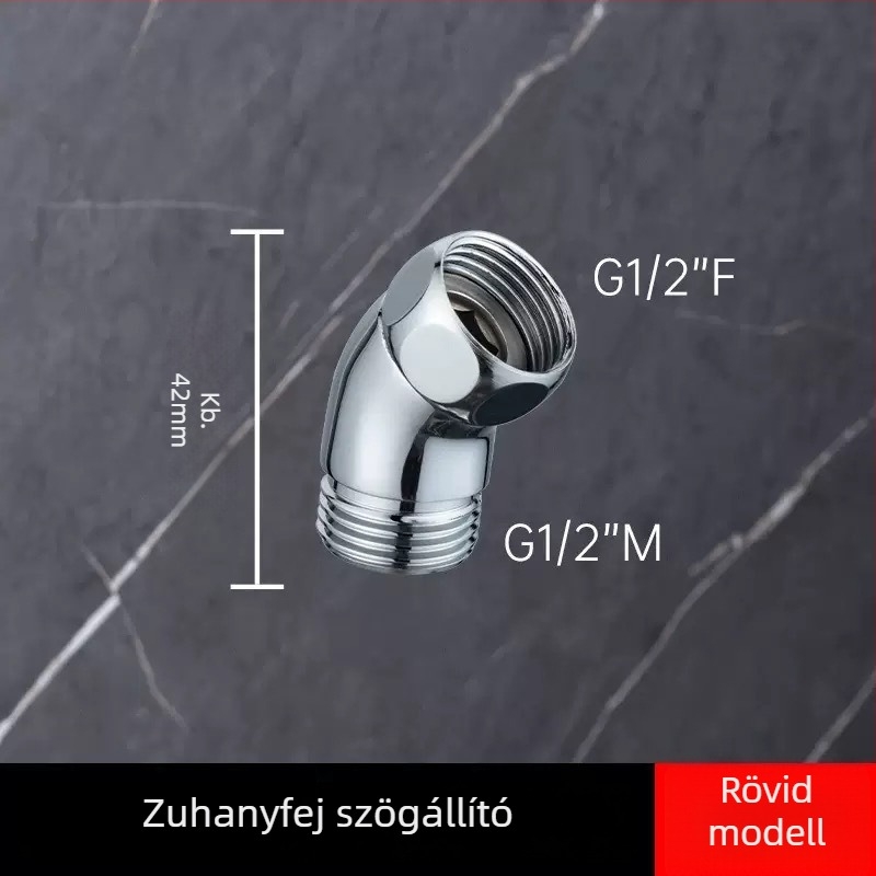 135°-os könyökcsuklós zuhanyfej, kézi permetezővel, acél, menetes csatlakozás