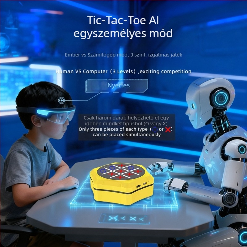 4 az 1-ben/5 az 1-ben Multifunkcionális Tic-Tac-Toe tábla – Elektronikus oktatási játék gyerekeknek, kétjátékos interaktív fejlesztés, kéz-szem koordináció, műanyag konstrukció