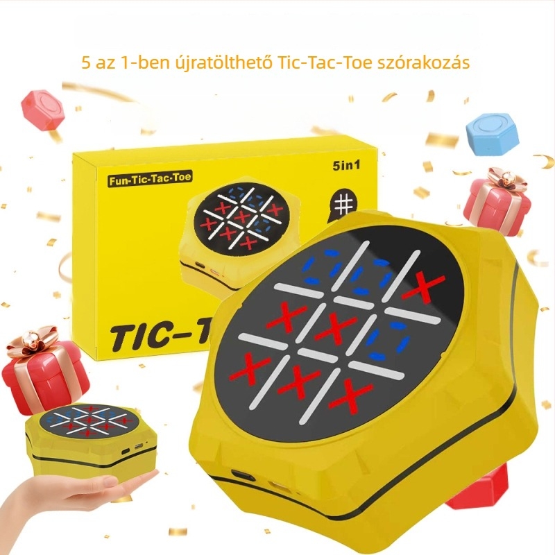 4 az 1-ben/5 az 1-ben Multifunkcionális Tic-Tac-Toe tábla – Elektronikus oktatási játék gyerekeknek, kétjátékos interaktív fejlesztés, kéz-szem koordináció, műanyag konstrukció