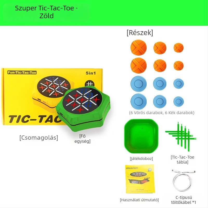 4 az 1-ben/5 az 1-ben Multifunkcionális Tic-Tac-Toe tábla – Elektronikus oktatási játék gyerekeknek, kétjátékos interaktív fejlesztés, kéz-szem koordináció, műanyag konstrukció