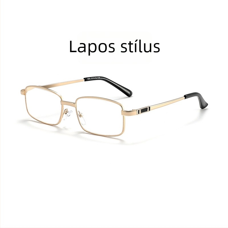 Olvasószemüveg kristály lencsékkel, ultra-könnyű, anti-radiációs, teljes fém kerettel, idős embereknek