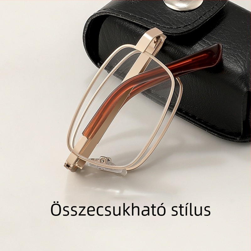 Olvasószemüveg kristály lencsékkel, ultra-könnyű, anti-radiációs, teljes fém kerettel, idős embereknek
