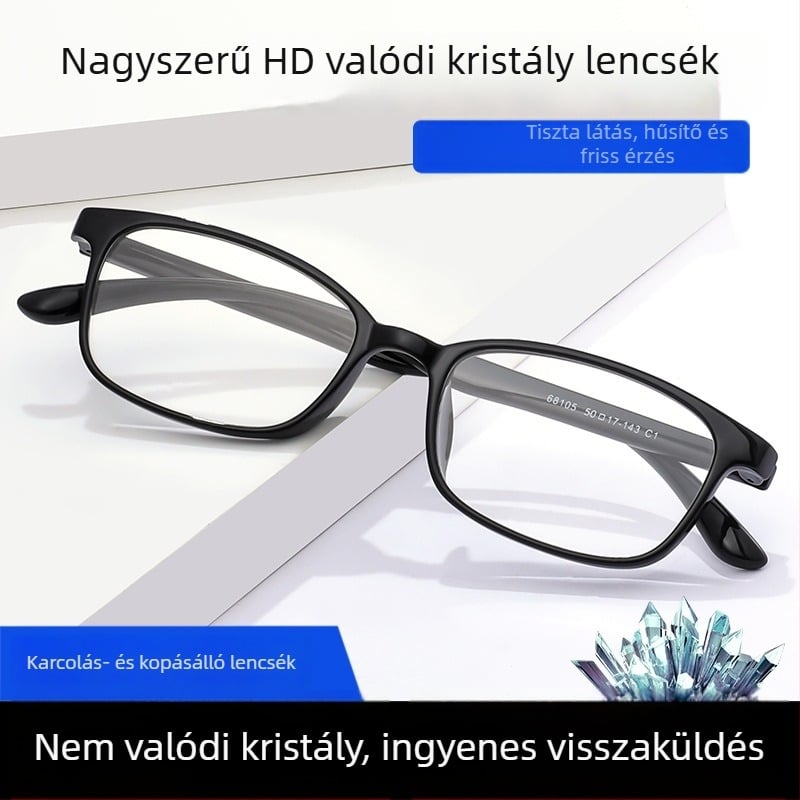 Kristály olvasószemüveg, vintage stílus, ultrakönnyű, anti-fáradtság, kiváló minőségű TR90 keret