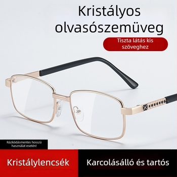 Kaffa olvasószemüveg, fém keret, aszférikus lencsék, négyzetes forma