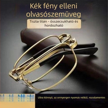 Olvasó szemüveg, összecsukható; titánium keret, műgyanta lencsék (teljes keret, 2020 tél)