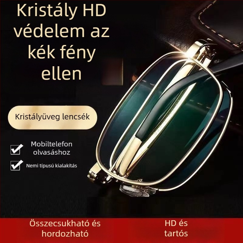 Olvasó szemüveg, összecsukható; titánium keret, műgyanta lencsék (teljes keret, 2020 tél)