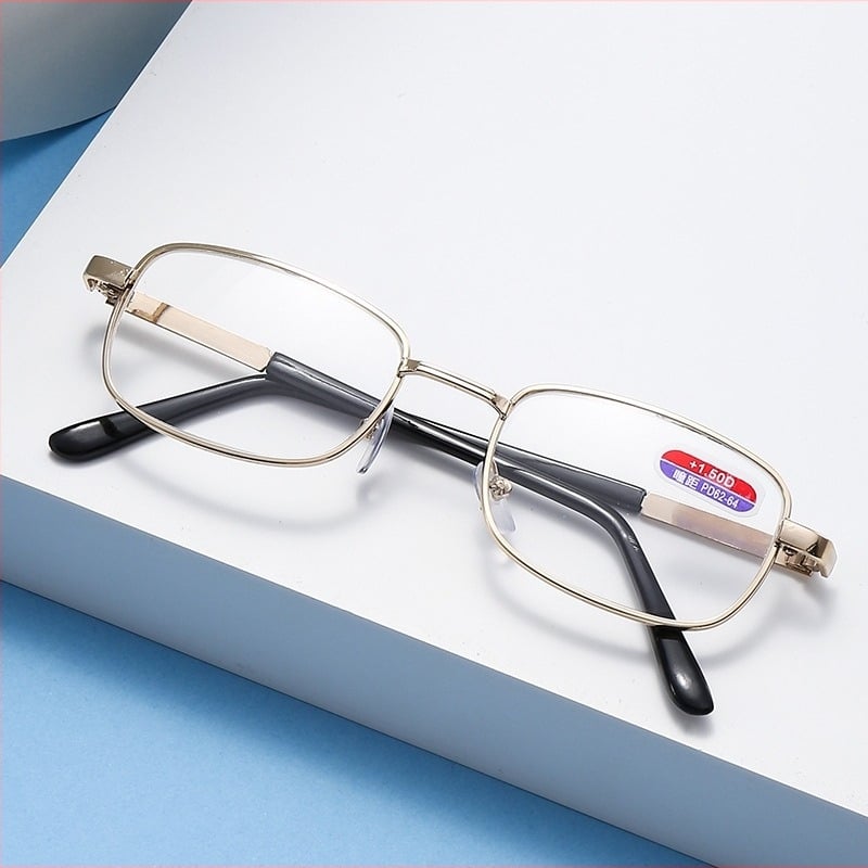 HD üveg lencséjű olvasószemüveg, karcolás- és hőálló, teljes fém keret, középkorúak és idősek számára