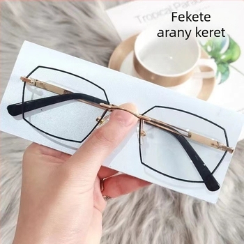 Anti-kék fény olvasó szemüveg keret nélküli, gyémánt alakú poligonális formával, nagy arcúak számára