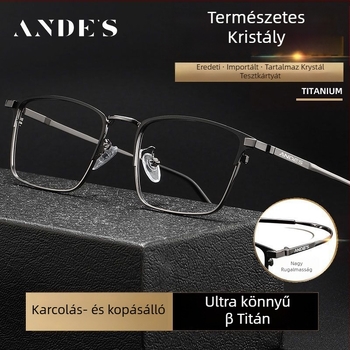 Keret nélküli olvasó szemüveg titánium anyagból és üveglencsékkel, felnőtteknek.