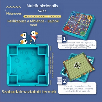 Mágneses Mindenre-Egyben Asztali Játék Készlet Flying Chess, Backgammon és Checkers