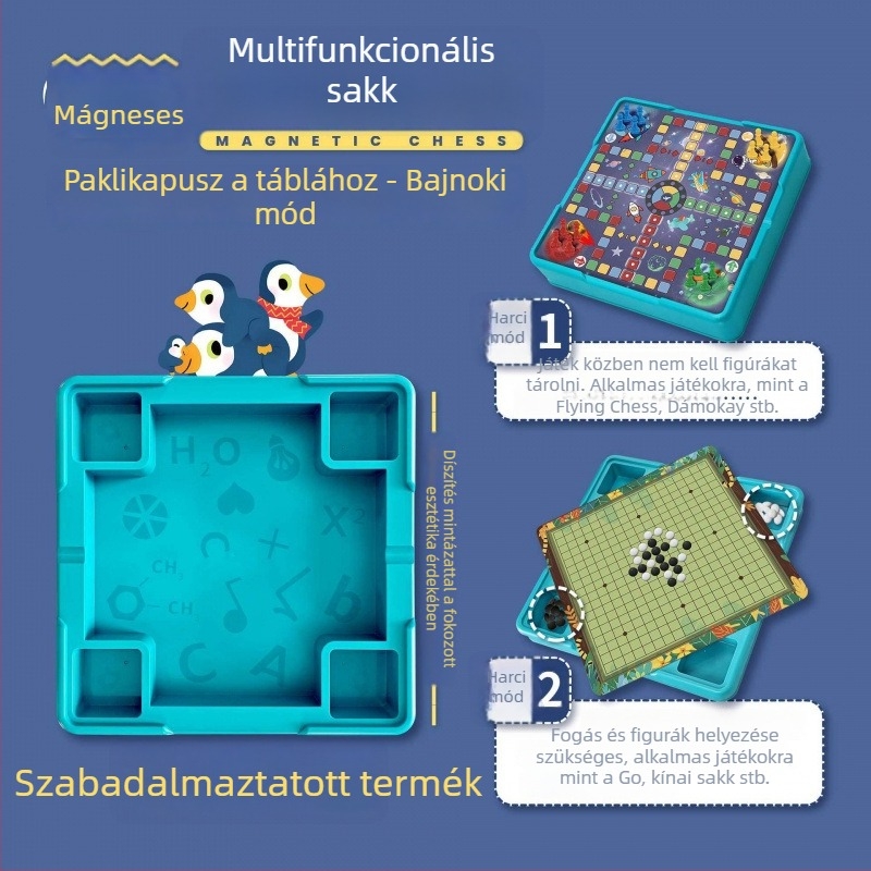 Mágneses Mindenre-Egyben Asztali Játék Készlet Flying Chess, Backgammon és Checkers