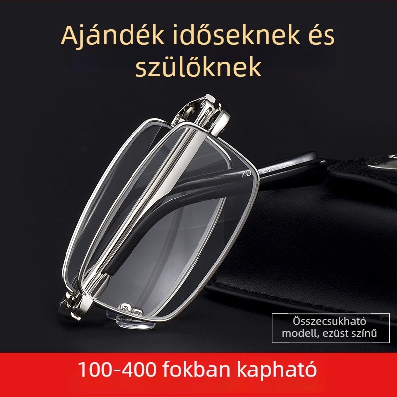 Kristálylencsés olvasószemüveg, összecsukható, hordozható, 801 modell, kiváló minőségű
