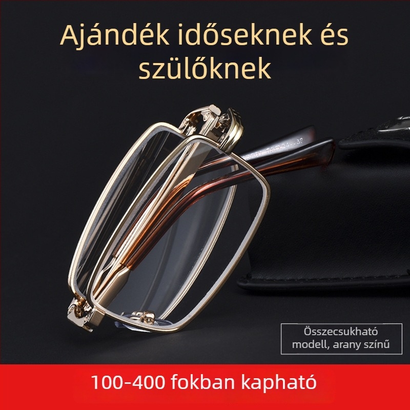 Kristálylencsés olvasószemüveg, összecsukható, hordozható, 801 modell, kiváló minőségű