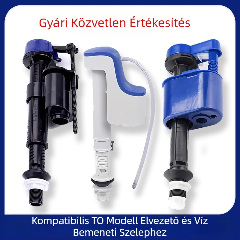 Univerzális WC-szelepcsomag Toto/American-Standard: BH119 bemeneti szelep, CW886 tartálykiegészítő, BH129 vízellátó és lefolyó szelepek; anyag: műanyag; univerzális; szerelés; modern minimalista stílus