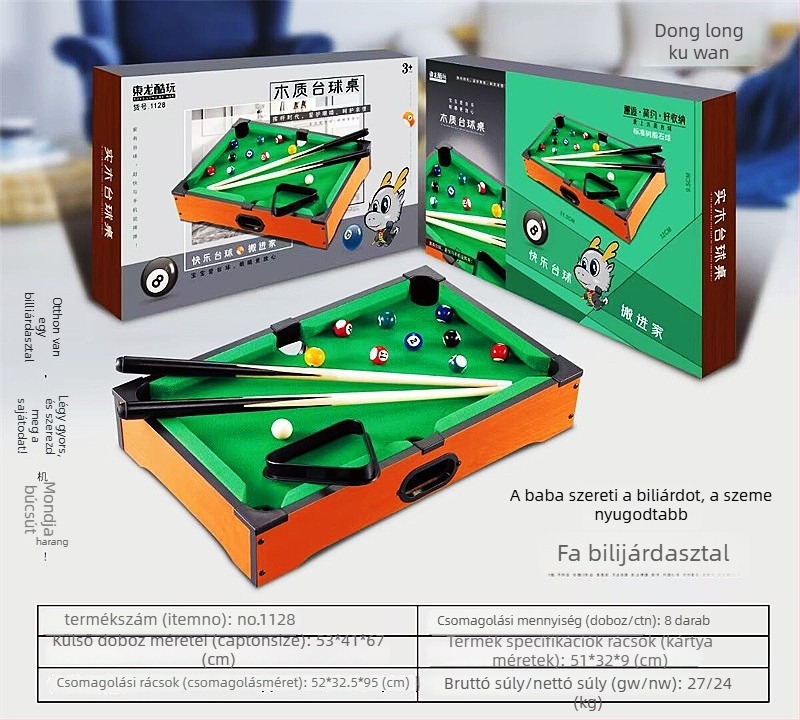 Gyerekeknek szánt fa biliárdasztal – beltéri használatra, Donglong Cool Play Márka, 4–6 éveseknek