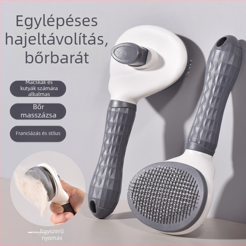 Macskák és kutyák szőrhullás elleni fésű, tűs fésű, ABS anyagú ápoló kefe