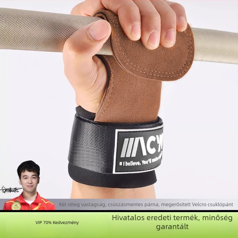 Fitnesz kesztyű csuklóvédővel és tenyérvédővel, mikroszálas bőrből, négy ujjas kialakítású, húzódzkodáshoz és súlyemeléshez