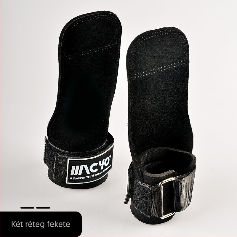 Fitnesz kesztyű csuklóvédővel és tenyérvédővel, mikroszálas bőrből, négy ujjas kialakítású, húzódzkodáshoz és súlyemeléshez