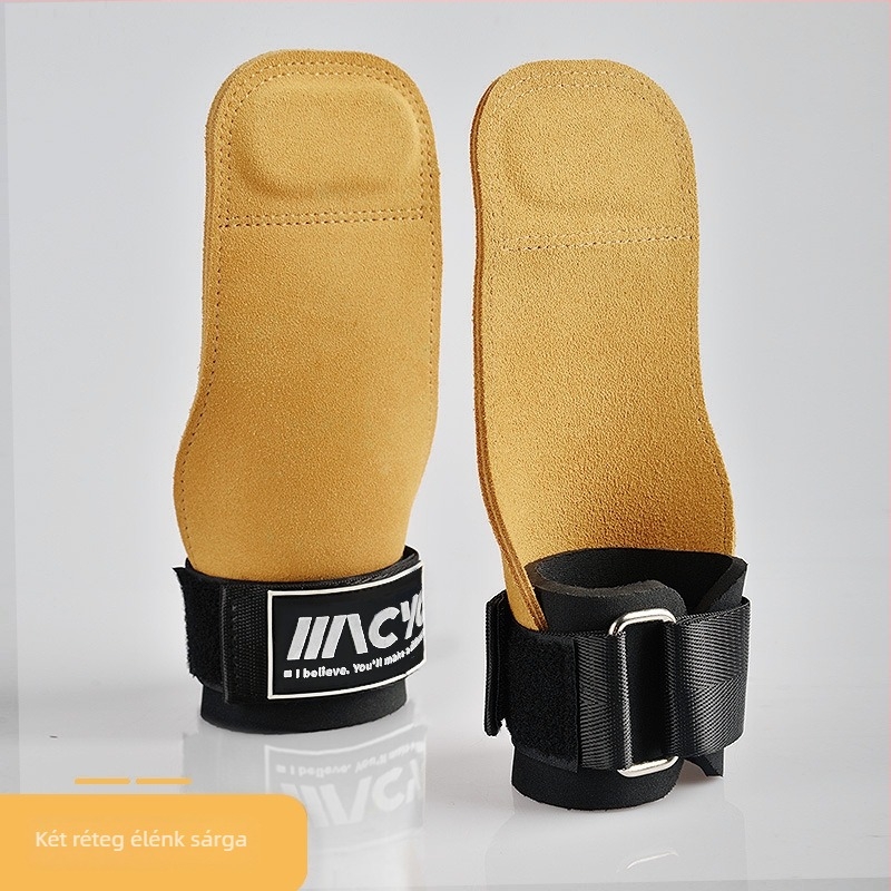 Fitnesz kesztyű csuklóvédővel és tenyérvédővel, mikroszálas bőrből, négy ujjas kialakítású, húzódzkodáshoz és súlyemeléshez