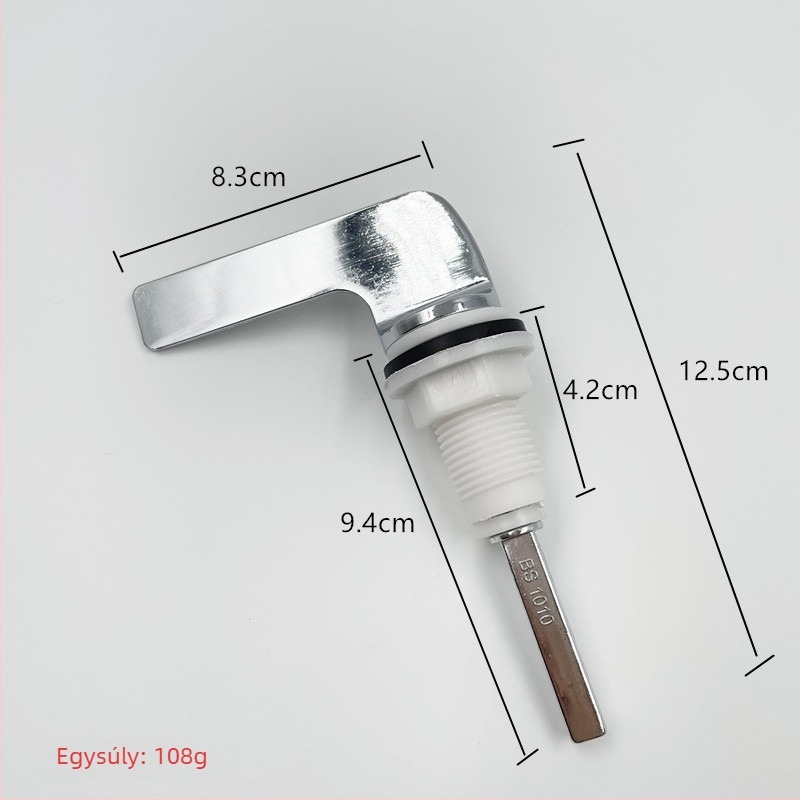 WC tartálykulcs, cinkötvözet, modern minimalist design, előoldali működtetés