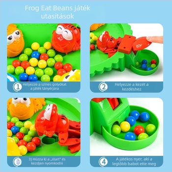 Kétfős asztali játék béka és gyöngyök, intellektuális puzzle gyerekeknek 4–6 évesek, műanyag