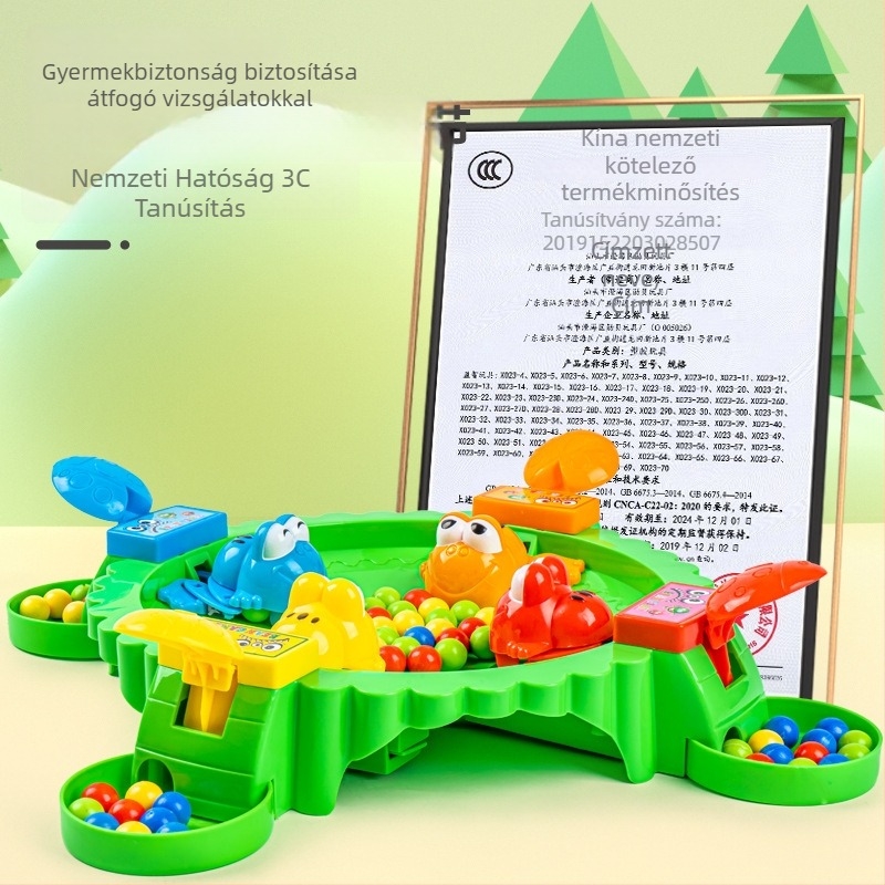 Kétfős asztali játék béka és gyöngyök, intellektuális puzzle gyerekeknek 4–6 évesek, műanyag