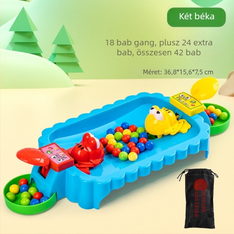 Kétfős asztali játék béka és gyöngyök, intellektuális puzzle gyerekeknek 4–6 évesek, műanyag