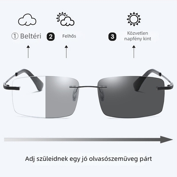 Férfiaknak keret nélküli presbyopia szemüveg automatikus zoomos progresszív multifokális, PC lencsékkel, anti-kékfénnyel