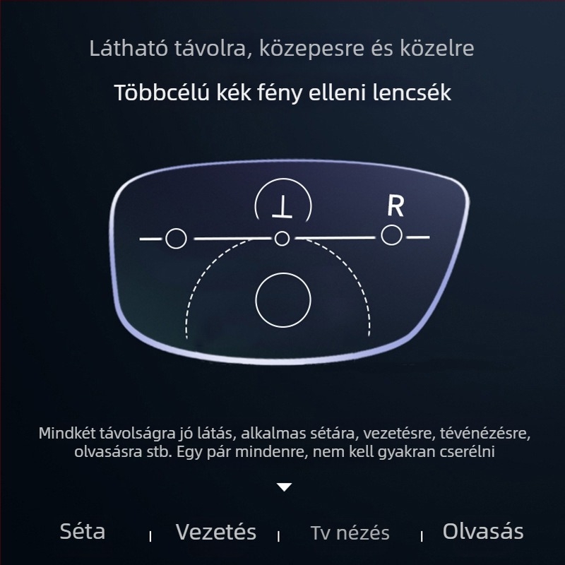 Férfiaknak keret nélküli presbyopia szemüveg automatikus zoomos progresszív multifokális, PC lencsékkel, anti-kékfénnyel