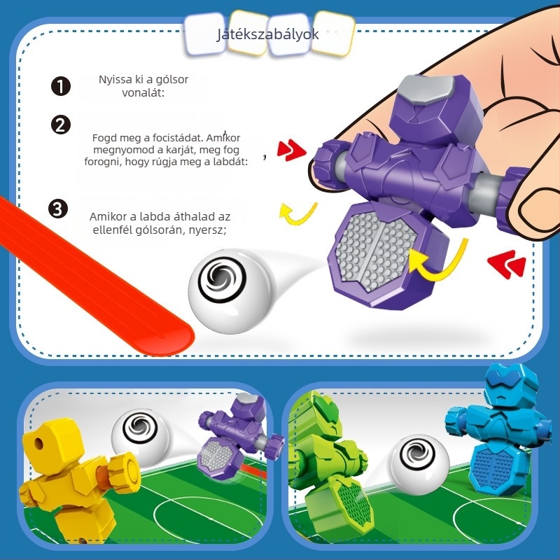 Műanyag asztali foci játék a kéz-szem koordináció, a reakció és az egyensúly fejlesztésére – szülő–gyermek interaktív játék (7–14 évesek)