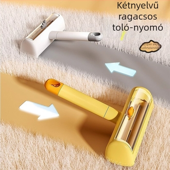 Háztartási kisállat szőrmentesítő roller - toló-nyomó mechanizmus, macska- és kutyaszőrre, PP anyag, otthoni használatra