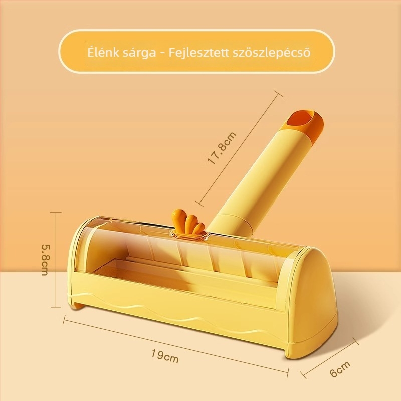 Háztartási kisállat szőrmentesítő roller - toló-nyomó mechanizmus, macska- és kutyaszőrre, PP anyag, otthoni használatra