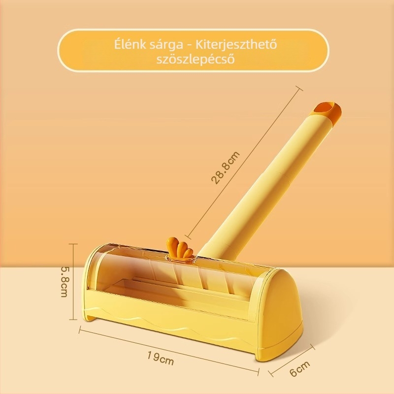Háztartási kisállat szőrmentesítő roller - toló-nyomó mechanizmus, macska- és kutyaszőrre, PP anyag, otthoni használatra