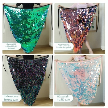 Hastánc készlet Sellő-stílusban: öv strasszokkal és gyöngyökkel, hosszú gyöngyös szoknya, poliészter, 2023 tavasz, 17 év alatti táncosoknak