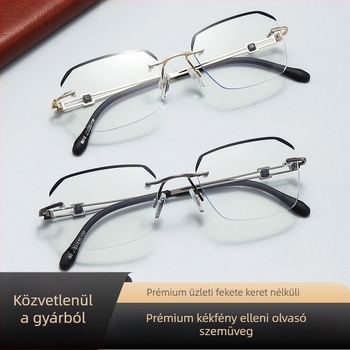 Anti-kékfényes olvasószemüveg keret nélküli, PC lencsékkel, felnőtteknek, fém karokkal, Taizhou eredet, 2024 tavasz megjelenés
