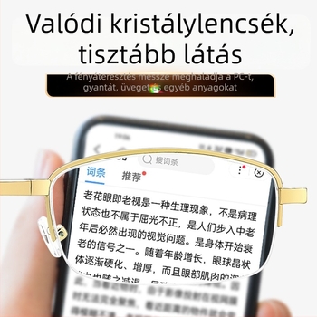 Olvasó szemüveg, összecsukható, hordozható HD kristály lencsékkel, félkeretes keret, ötvözet keret, négyzetes stílus, myopia-kompatibilis, 2025 ősz