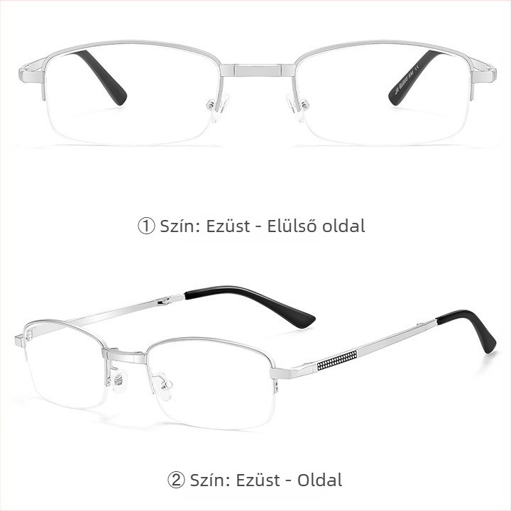Olvasó szemüveg, összecsukható, hordozható HD kristály lencsékkel, félkeretes keret, ötvözet keret, négyzetes stílus, myopia-kompatibilis, 2025 ősz