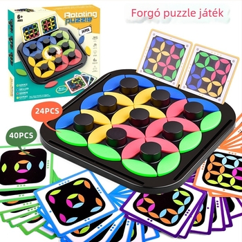 Gyermekeknek szánt oktató játék: forgó puzzle tábla háromszög sakkal, interaktív szülő–gyerek játék, műanyag, 4–14 éveseknek, kognitív és motoros készségek fejlesztése