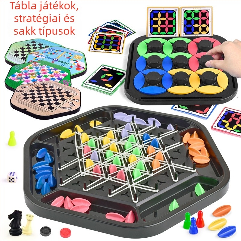 Gyermekeknek szánt oktató játék: forgó puzzle tábla háromszög sakkal, interaktív szülő–gyerek játék, műanyag, 4–14 éveseknek, kognitív és motoros készségek fejlesztése