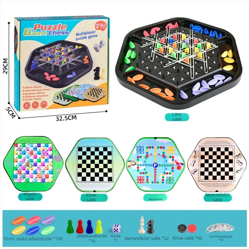 Gyermekeknek szánt oktató játék: forgó puzzle tábla háromszög sakkal, interaktív szülő–gyerek játék, műanyag, 4–14 éveseknek, kognitív és motoros készségek fejlesztése