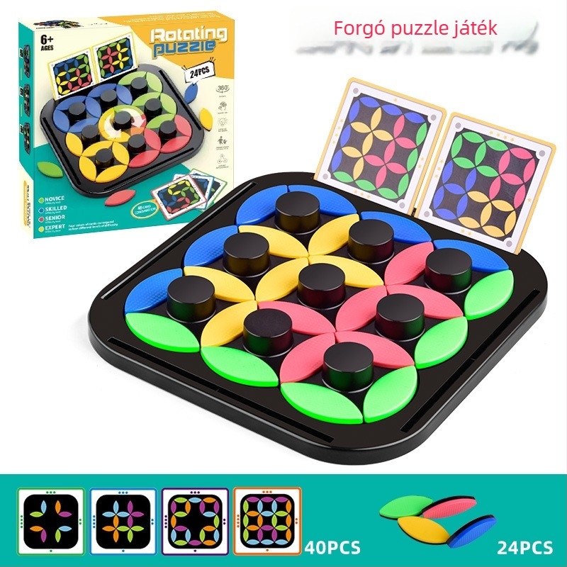 Gyermekeknek szánt oktató játék: forgó puzzle tábla háromszög sakkal, interaktív szülő–gyerek játék, műanyag, 4–14 éveseknek, kognitív és motoros készségek fejlesztése