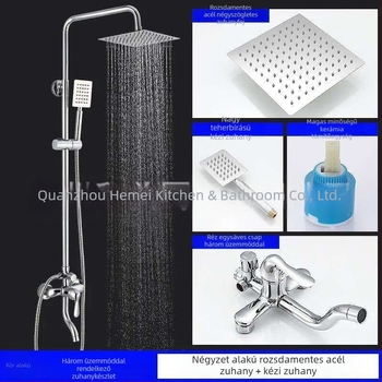 Falba beépített réz zuhanykészlet eső funkcióval, háromfokozatú csap és állítható booster, 0–90°C, 1.6 MPa