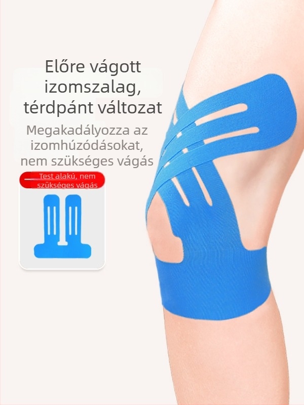 Térdvédő kötés izomtapassal sportolók számára – pamut textúra, felnőttek, kosárlabdára, 10 darabos csomag