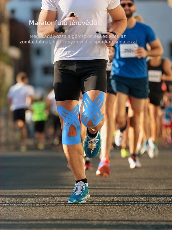 Térdvédő kötés izomtapassal sportolók számára – pamut textúra, felnőttek, kosárlabdára, 10 darabos csomag