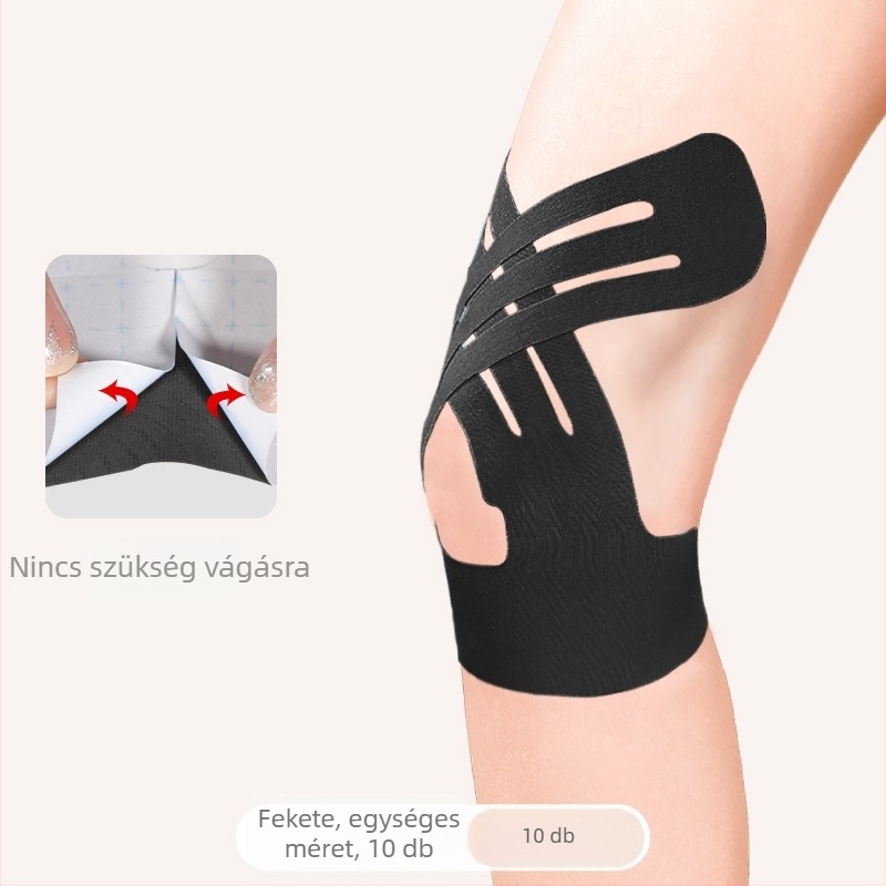 Térdvédő kötés izomtapassal sportolók számára – pamut textúra, felnőttek, kosárlabdára, 10 darabos csomag